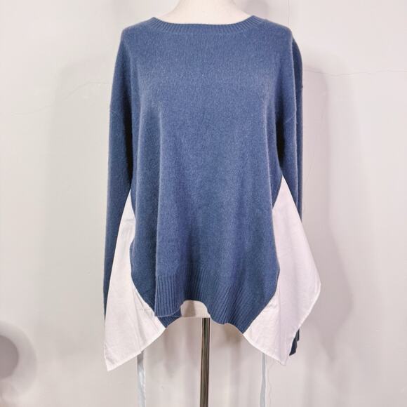 NAADAM French Navy Cashmere Tie Back Sweater Size M NWT Classic Asymmetrical - Picture 1 of 10